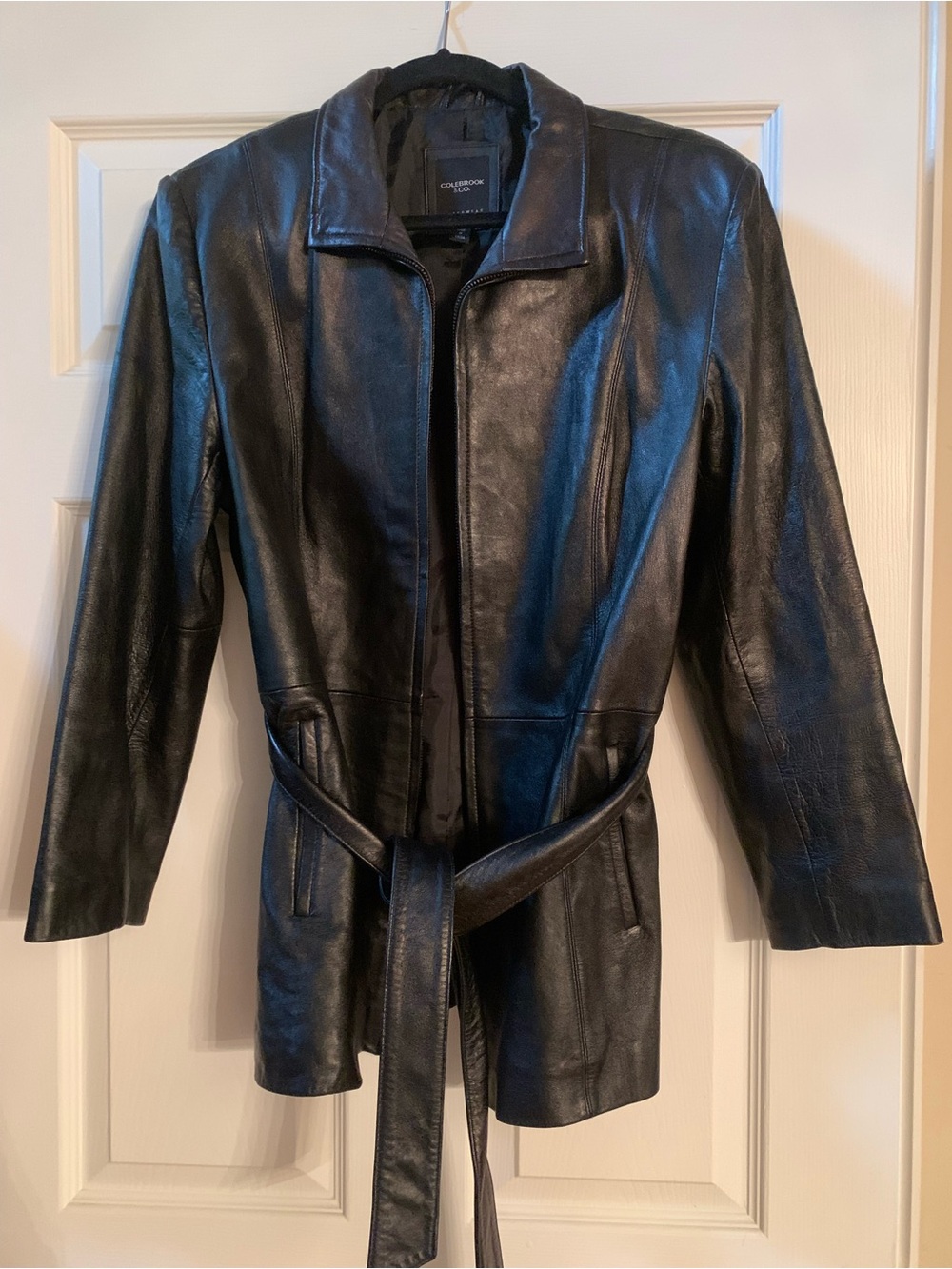 Coldwater Creek Black Leather Belted Jacket